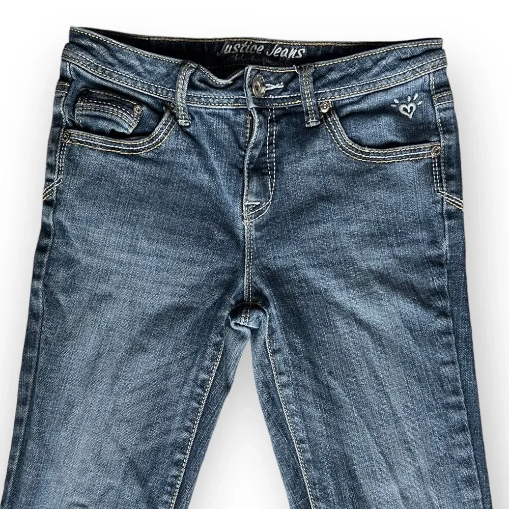 Justice Jeans Girl's Simply Low Medium Wash Straight Leg Jeans Size 12R